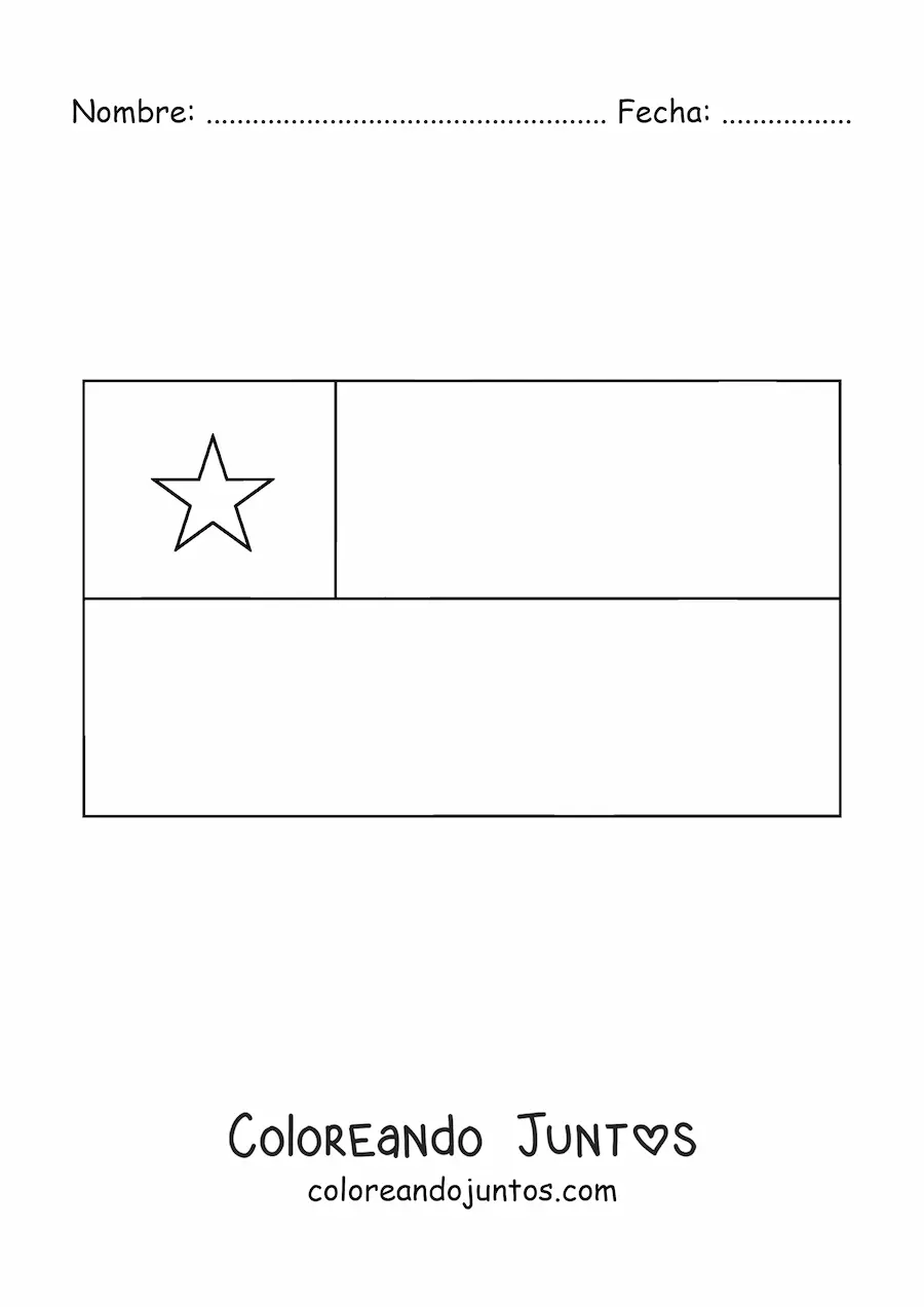 Imagen para colorear de la bandera de Chile horizontal
