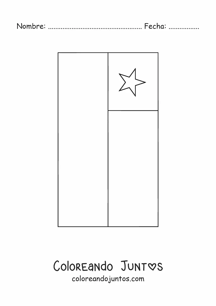 Imagen para colorear de la bandera de Chile vertical