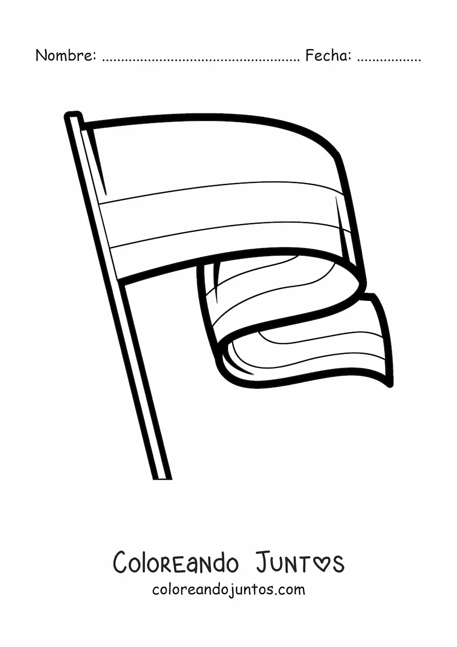 Imagen para colorear de la bandera de Colombia ondeando en un asta