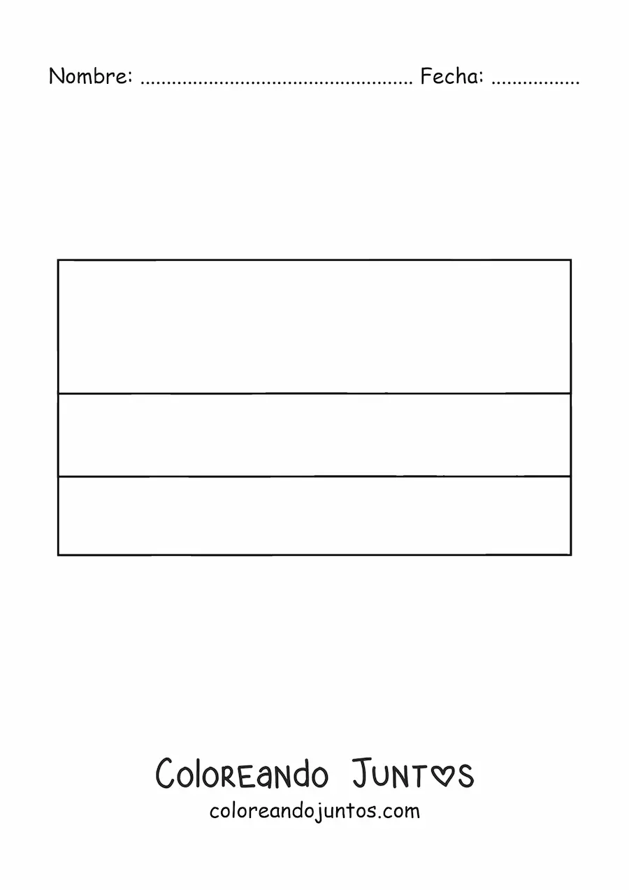 Imagen para colorear de la bandera de Colombia horizontal