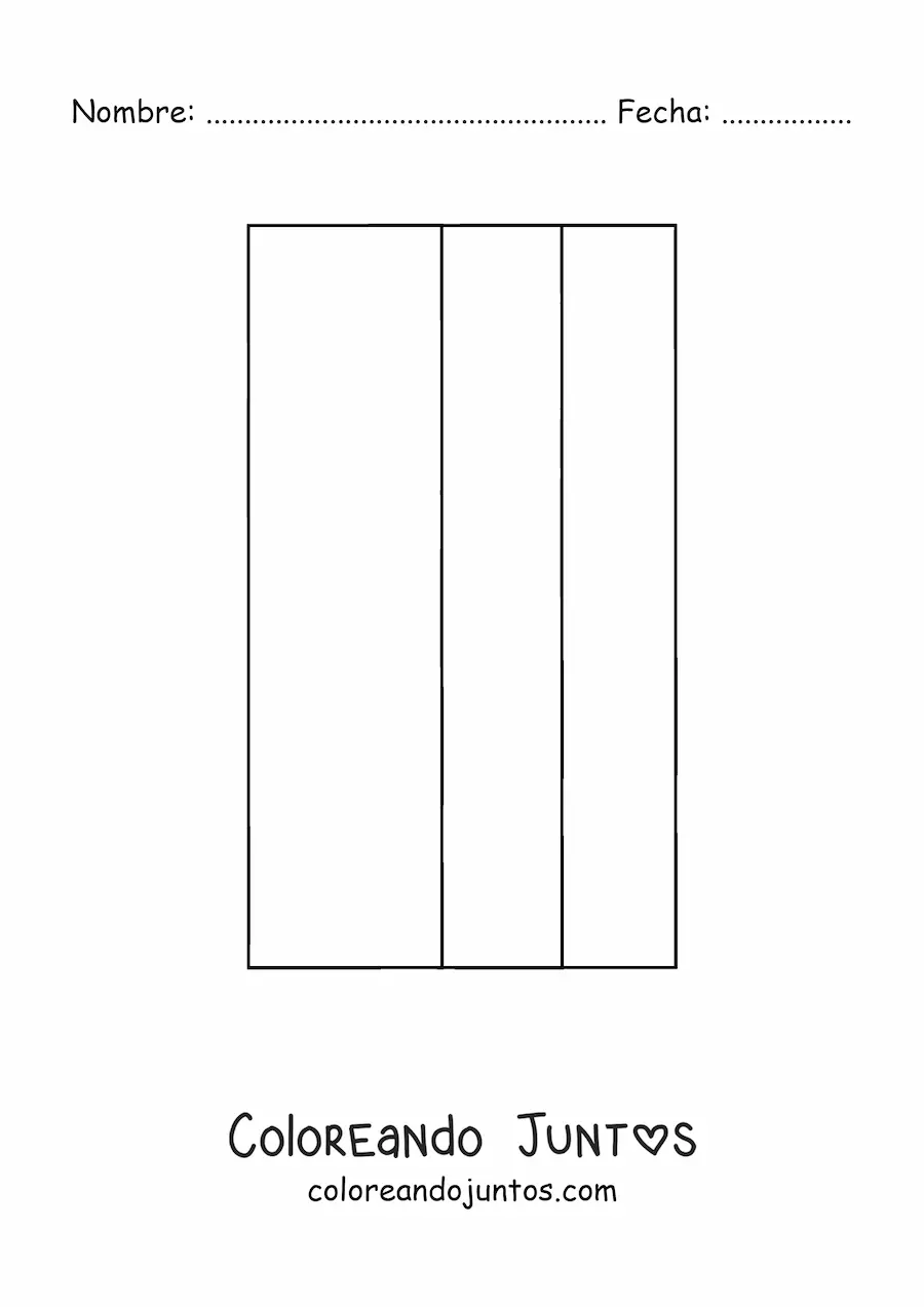 Imagen para colorear de la bandera de Colombia vertical