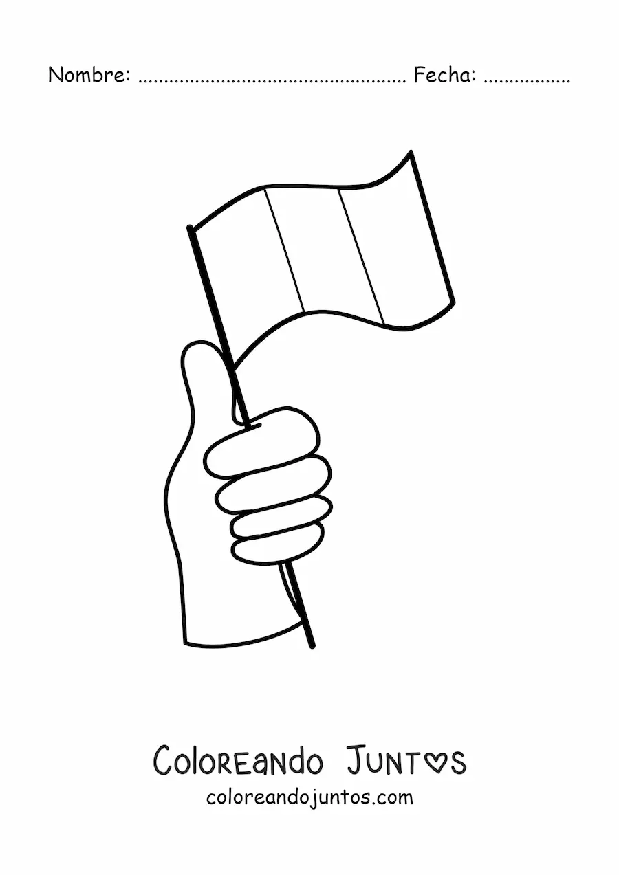Imagen para colorear de una mano sosteniendo la bandera de Francia