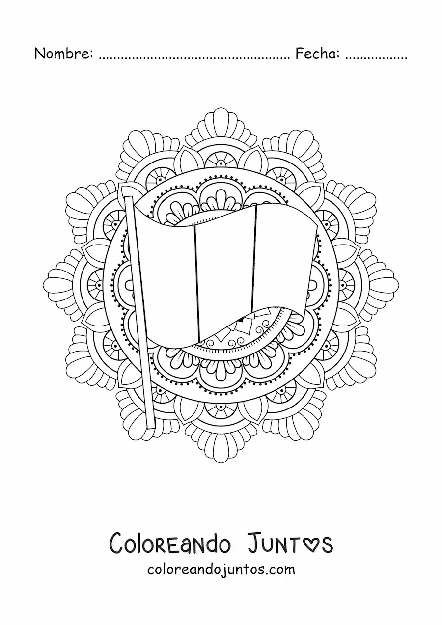 Imagen para colorear de la bandera de Francia con mandala