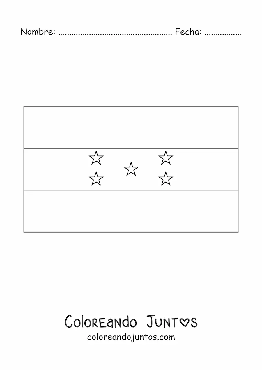 Imagen para colorear de la bandera de Honduras horizontal