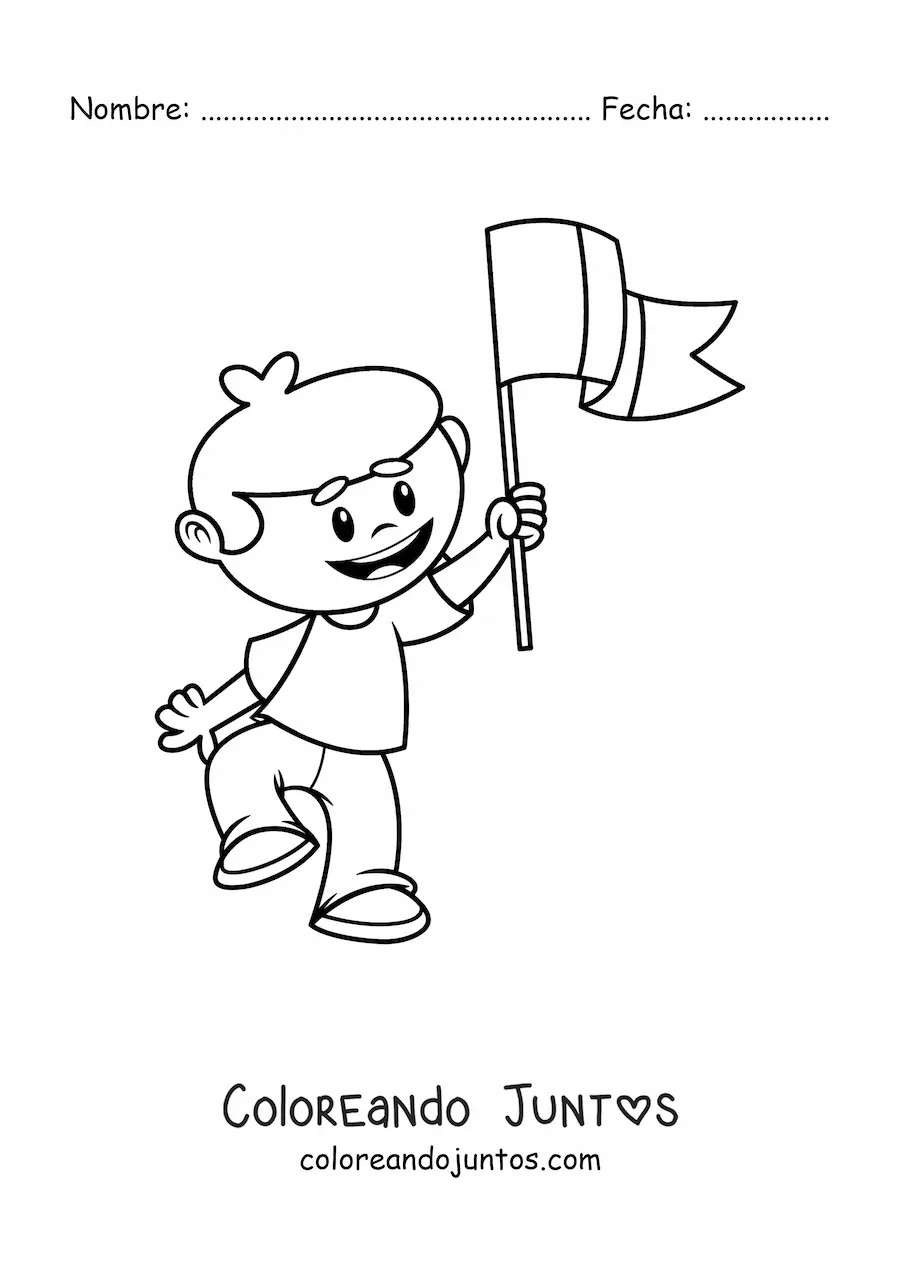 Imagen para colorear de niño con bandera de italia