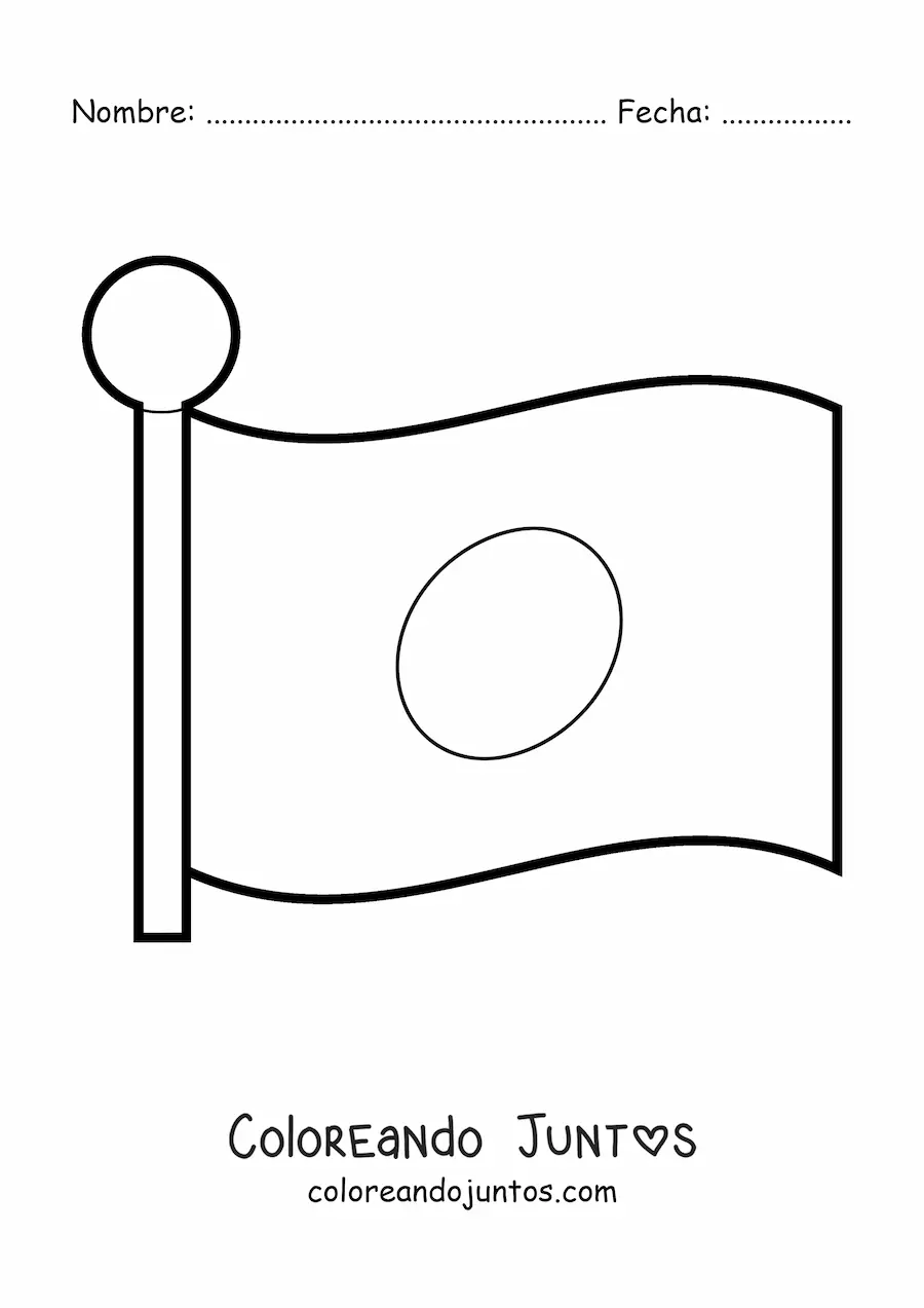 Imagen para colorear de bandera de japón ondeando