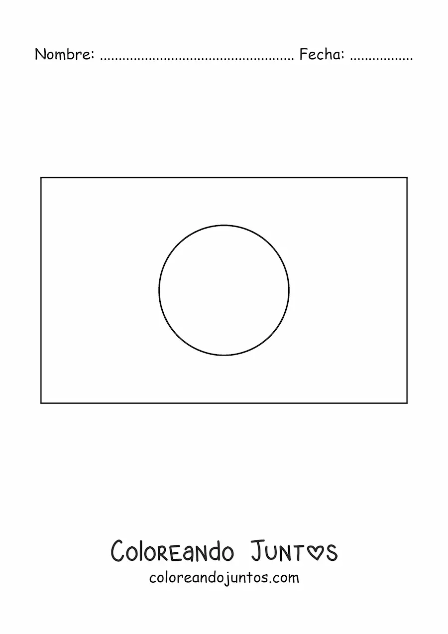 Imagen para colorear de bandera de japón horizontal