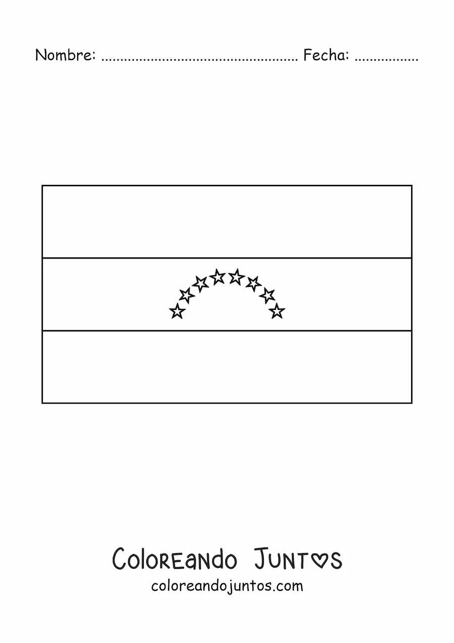 Imagen para colorear de bandera de venezuela horizontal