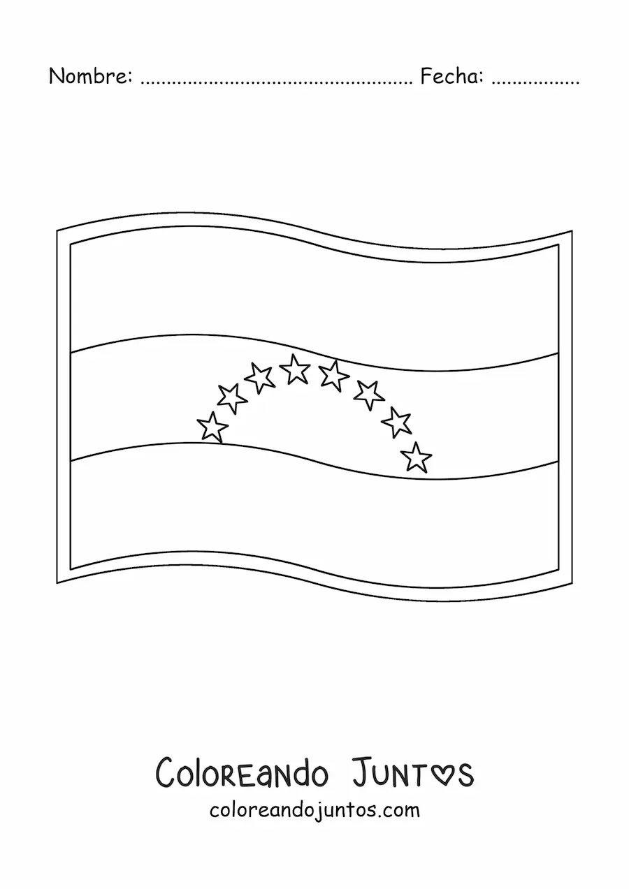 Imagen para colorear de bandera de venezuela ondeando