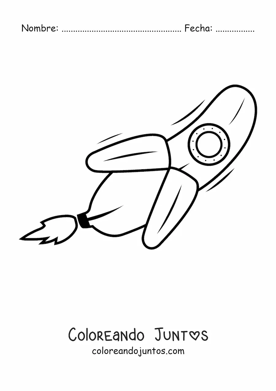 Imagen para colorear de un cohete con forma de banana