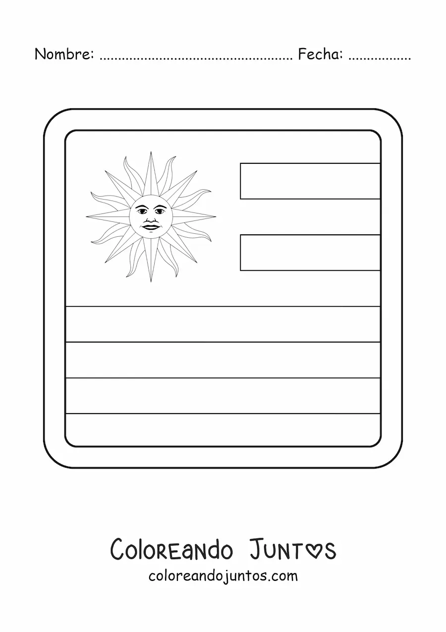 Imagen para colorear de emoji de bandera de uruguay cuadrada