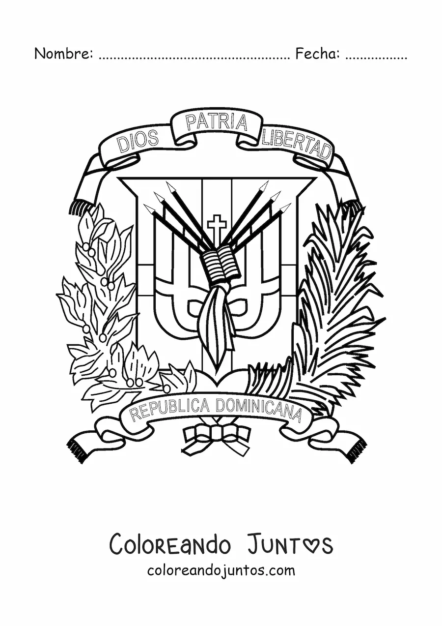 Imagen para colorear del escudo de la bandera de república dominicana