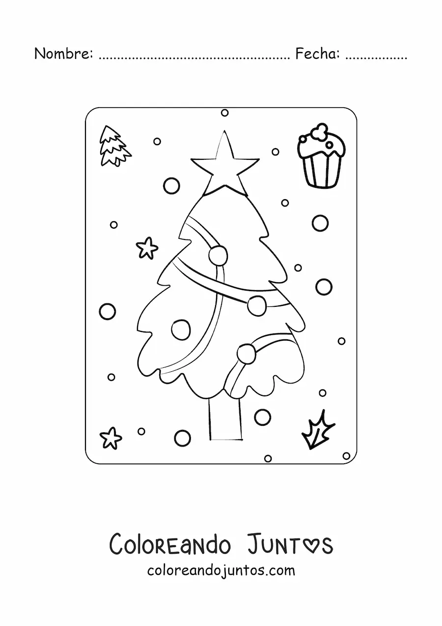 Imagen para colorear de un arbolito de Navidad