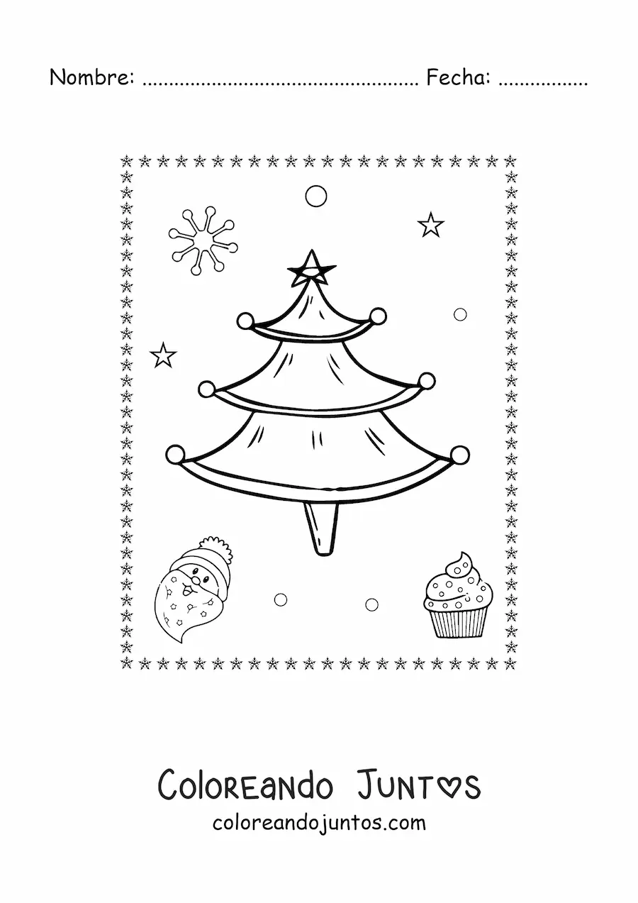 Imagen para colorear de un arbolito de Navidad sin adornos