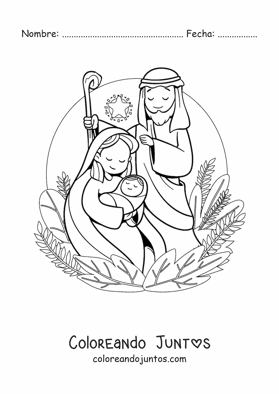Imagen para colorear de un nacimiento navideño bonito