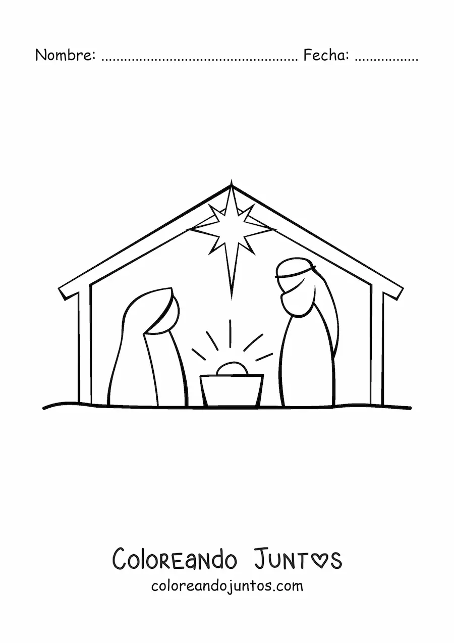 Imagen para colorear de un nacimiento sencillo
