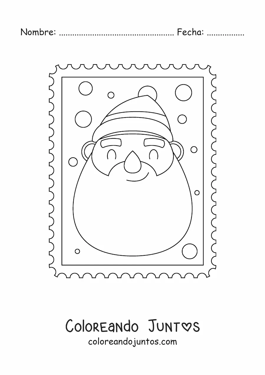 Imagen para colorear de cara de Papá Noel