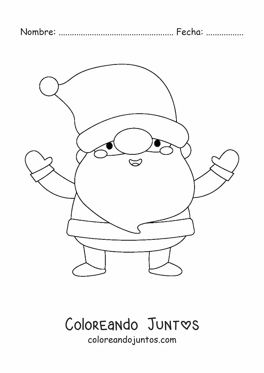 Imagen para colorear de Papá Noel kawaii