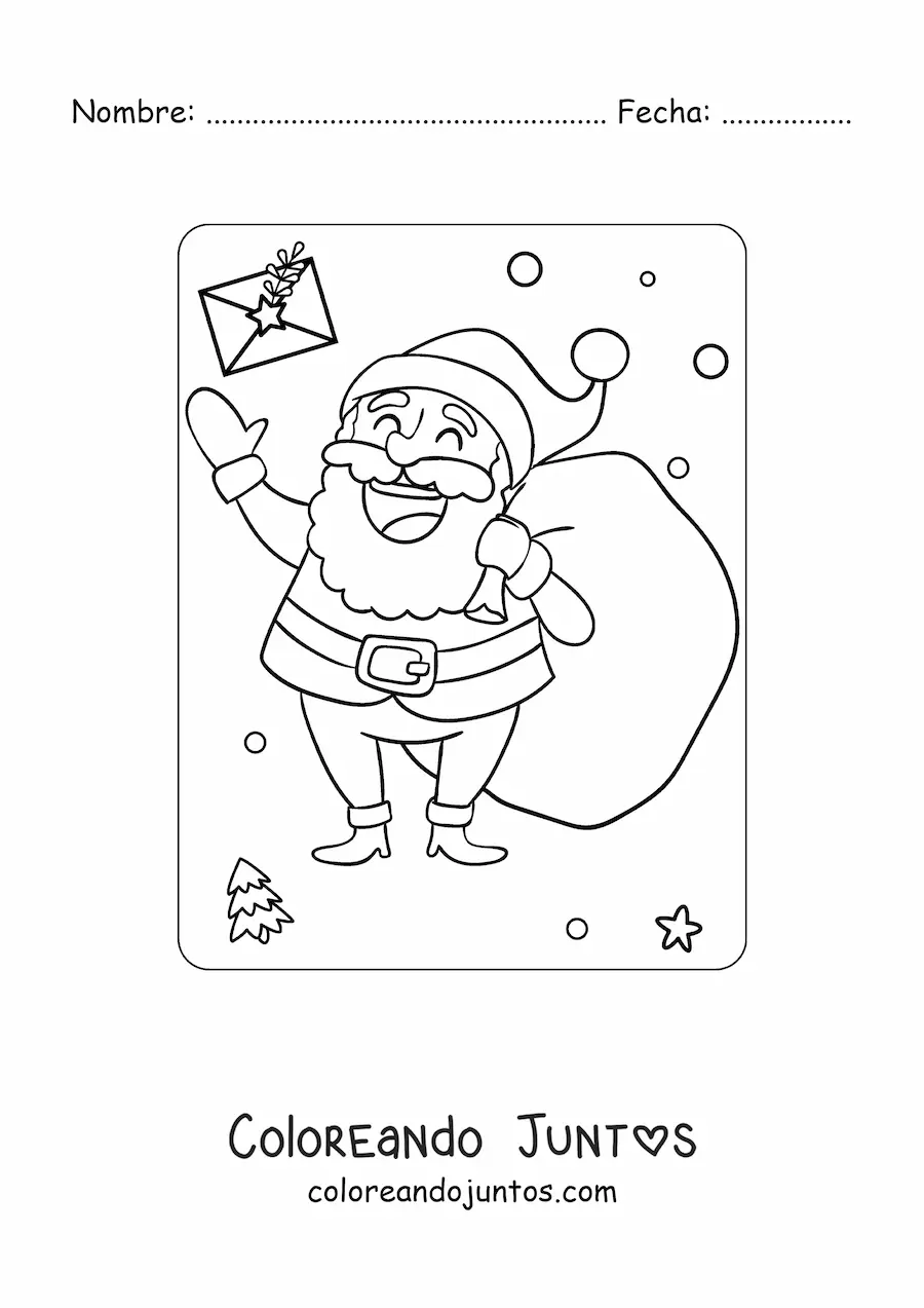 Imagen para colorear de San Nicolás con regalos