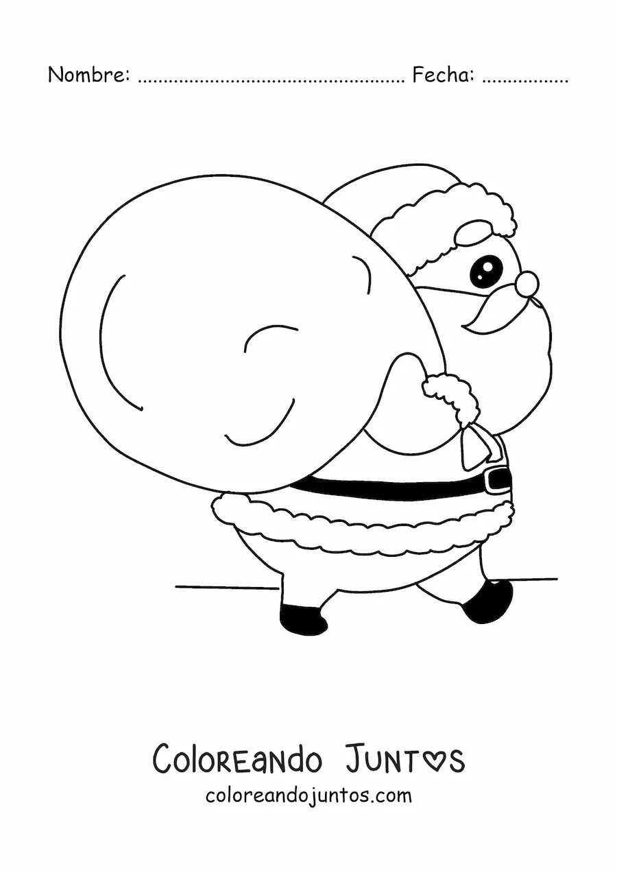Imagen para colorear de viejito pascuero con regalos