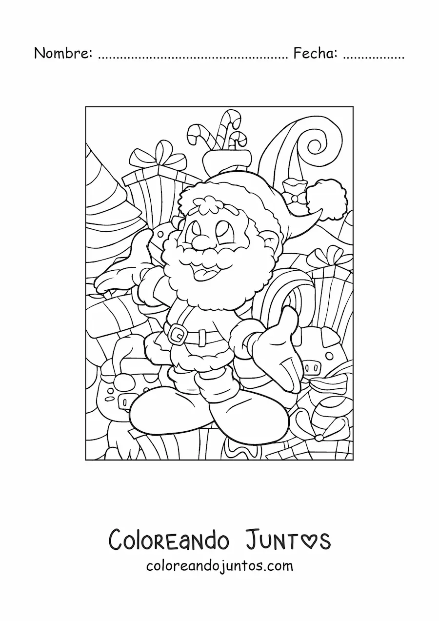 Imagen para colorear del viejito pascuero animado