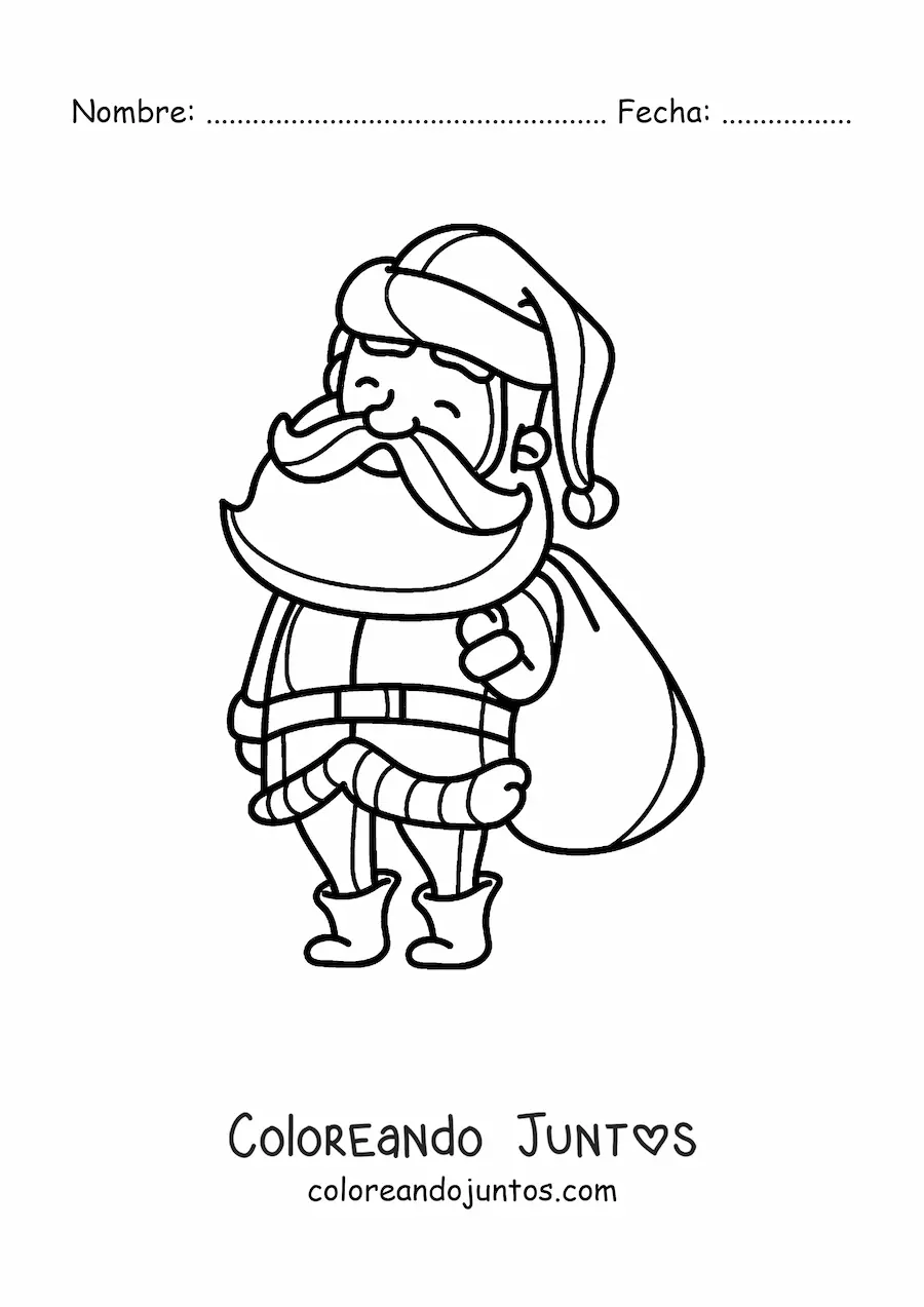 Imagen para colorear del viejito pascuero kawaii con.regalos