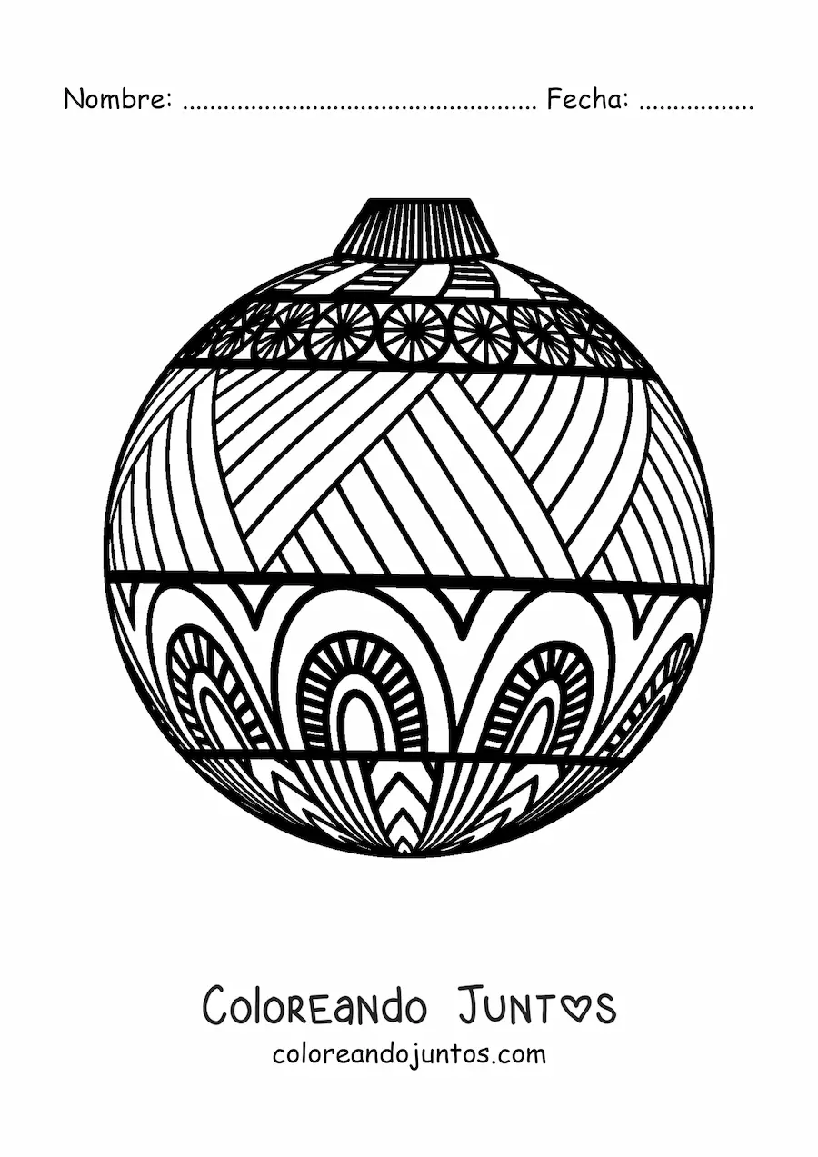 Imagen para colorear de bambalina navideña estilo zentangle