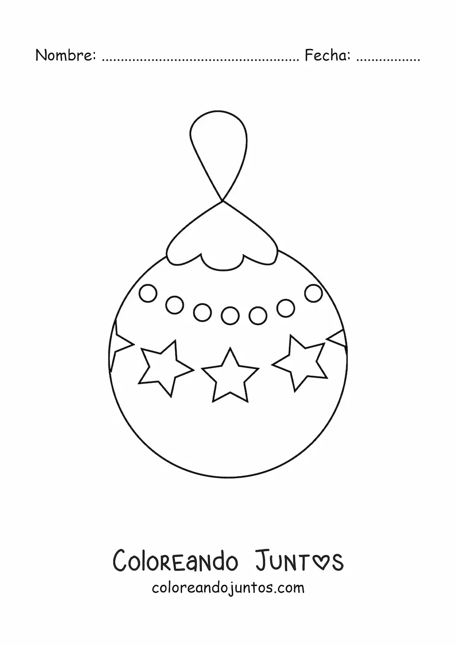 Imagen para colorear de bola de Navidad con estrellas