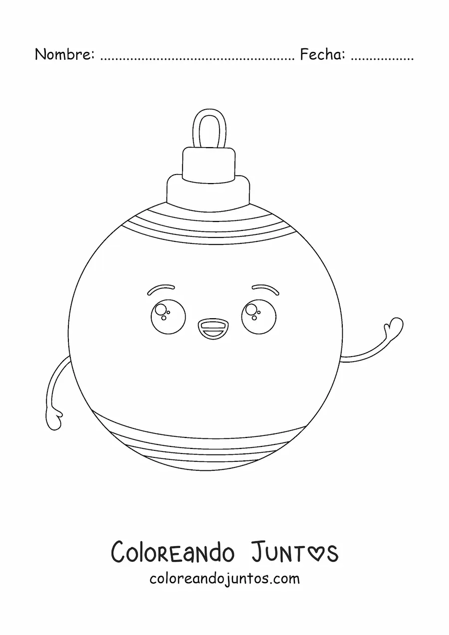 Imagen para colorear de bola de Navidad animada