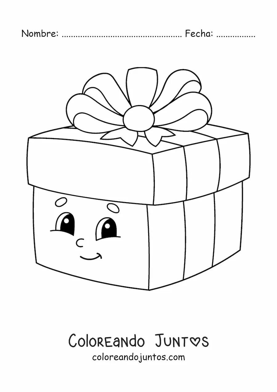 Imagen para colorear de regalo de Navidad animado