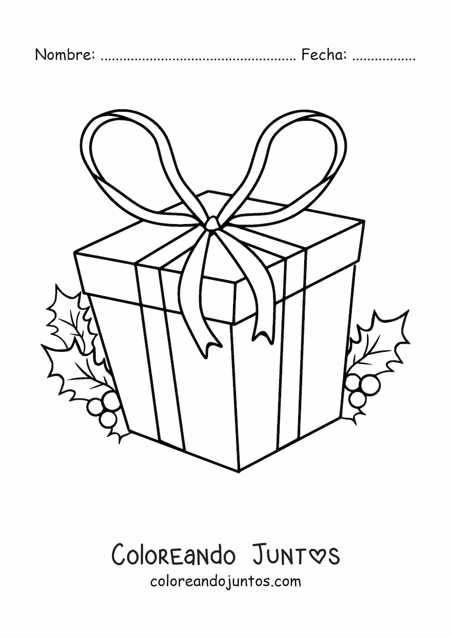 Imagen para colorear de regalo de Navidad grande