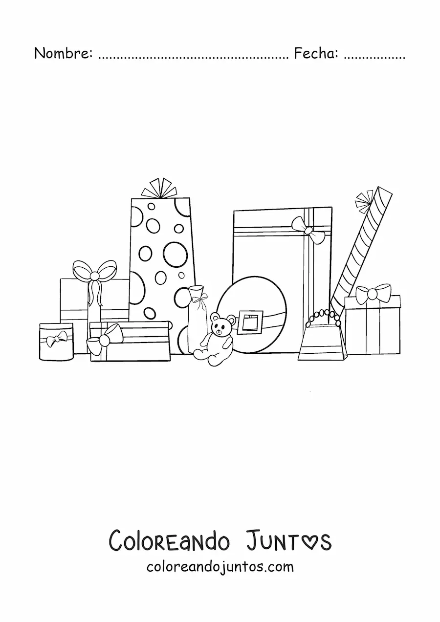 Imagen para colorear de regalos de Navidad