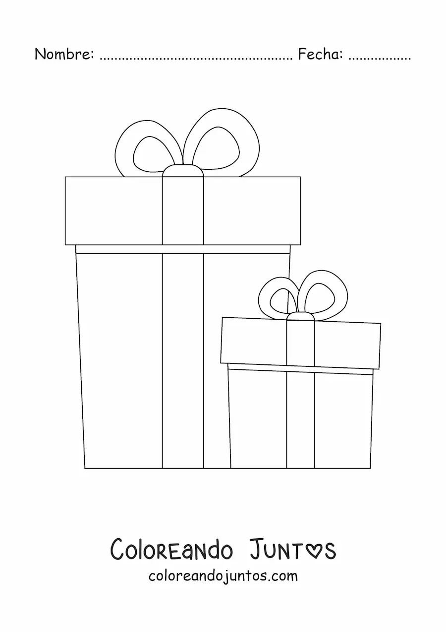Imagen para colorear de regalos de Navidad grandes