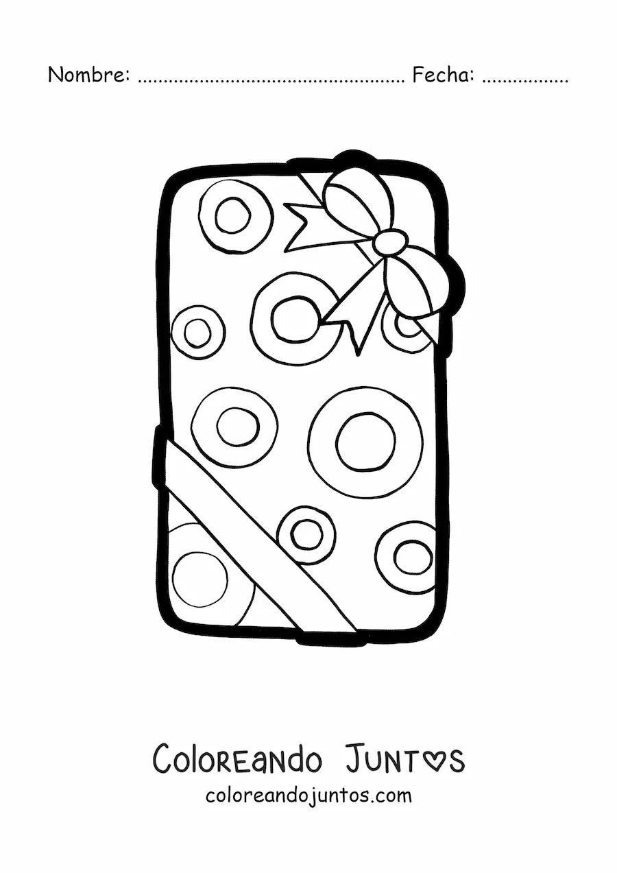 Imagen para colorear de regalo de Navidad grande con círculos