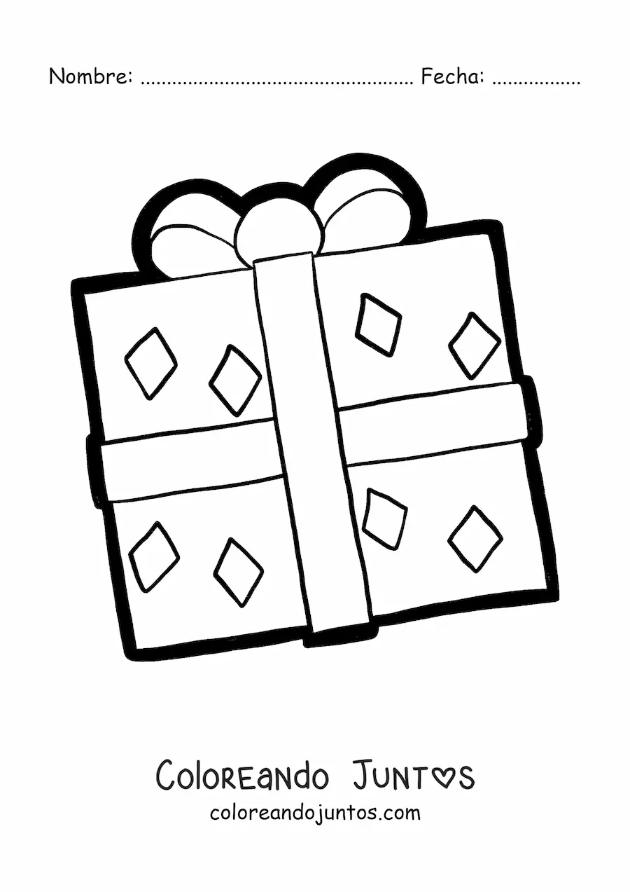 Imagen para colorear de regalo de Navidad grande con rombos