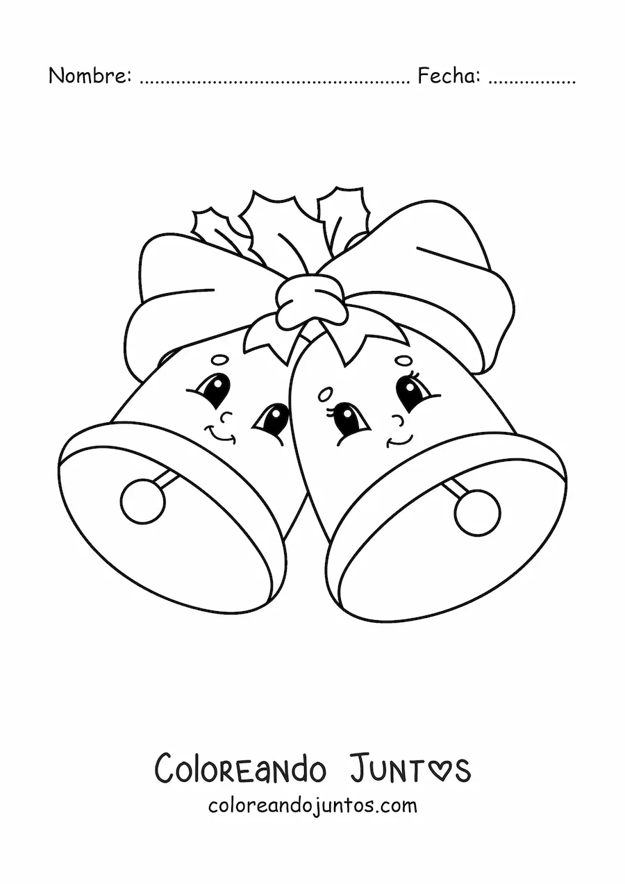 Imagen para colorear de campanas de Navidad animadas