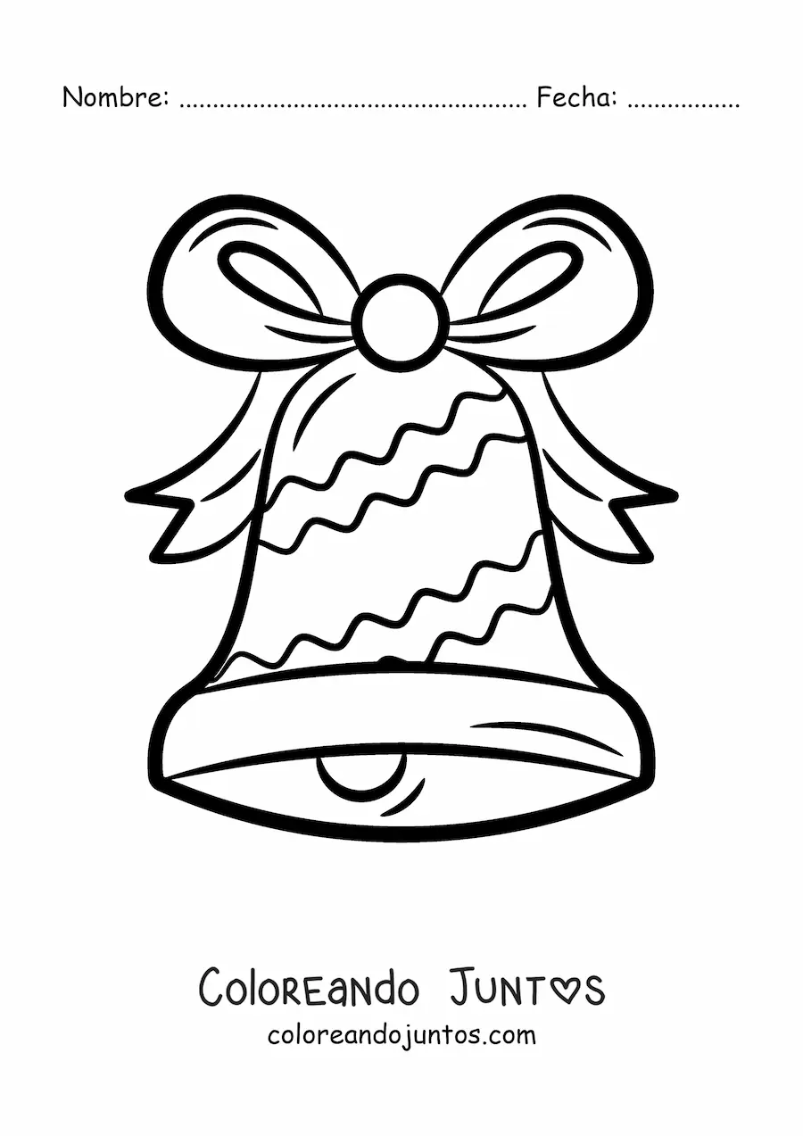 Imagen para colorear de campana de Navidad con lazo grande