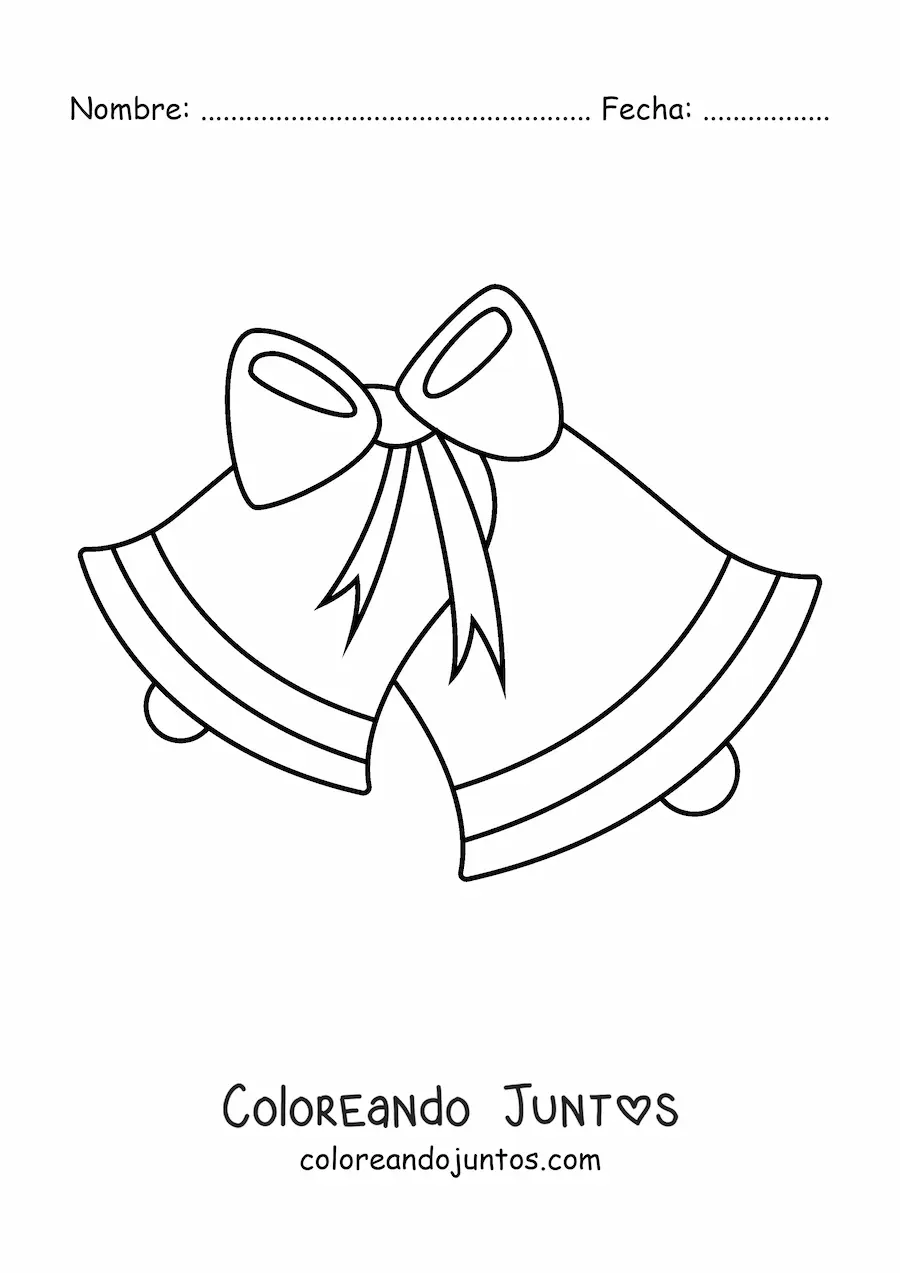 Imagen para colorear de campanas navideñas con lazo