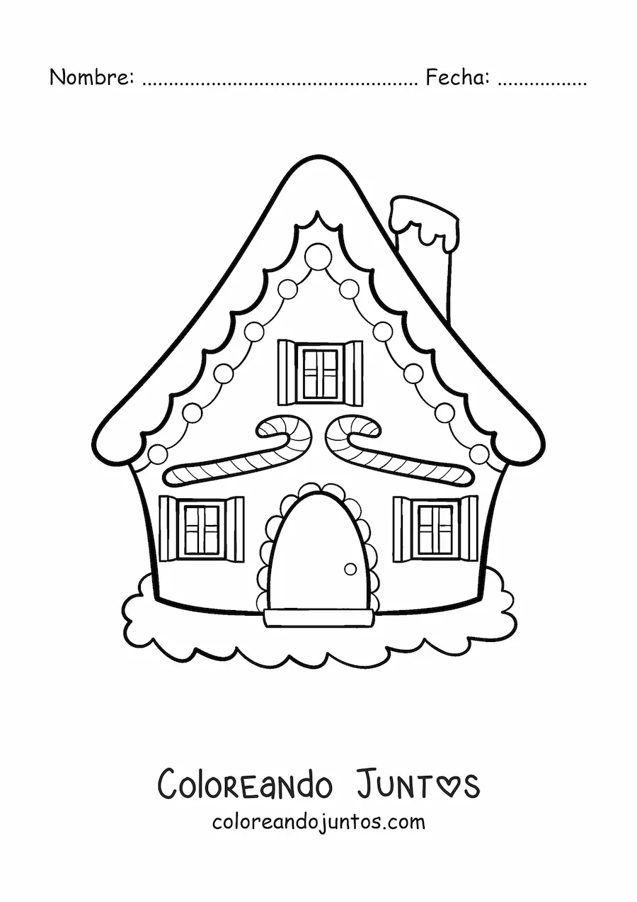Imagen para colorear de casa de jengibre sencilla