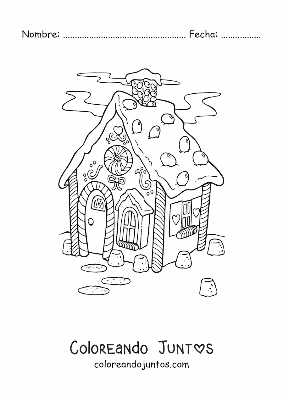 Imagen para colorear de casita de jengibre realista