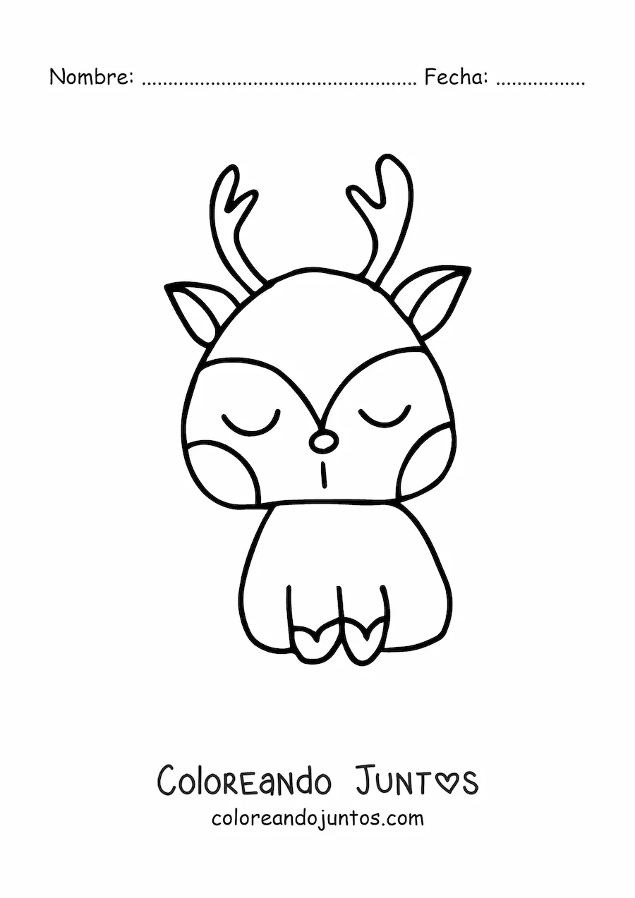Imagen para colorear de reno kawaii