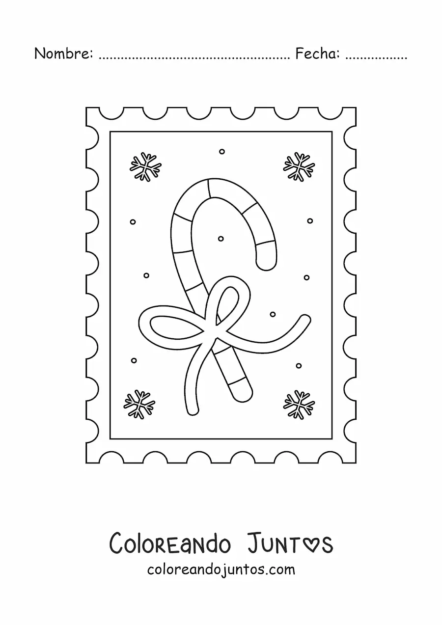 Imagen para colorear de bastón de caramelo navideño