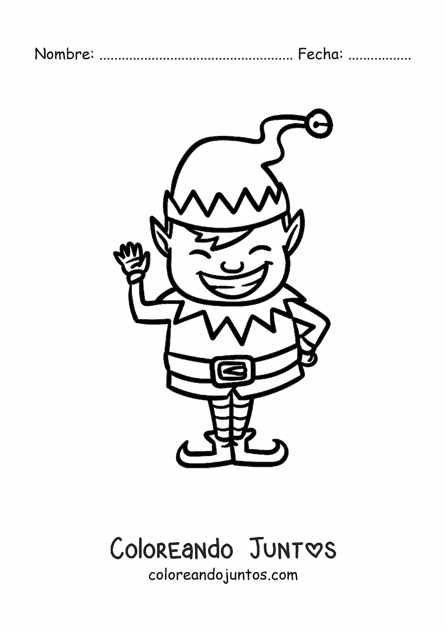 Imagen para colorear de chico ayudante de Santa