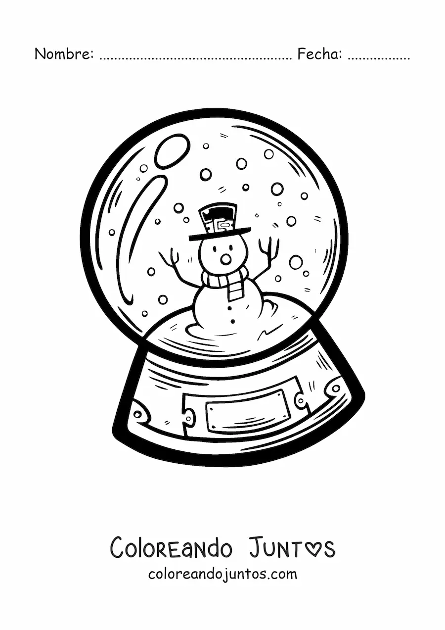 Imagen para colorear de bola de nieve grande con muñeco de nieve