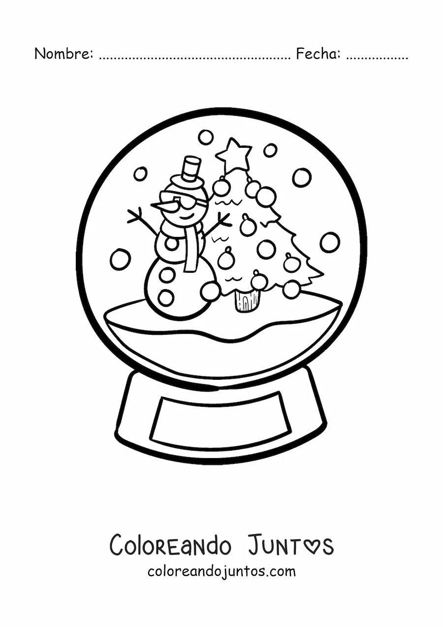Imagen para colorear de bola de nieve sencilla con muñeco de nieve