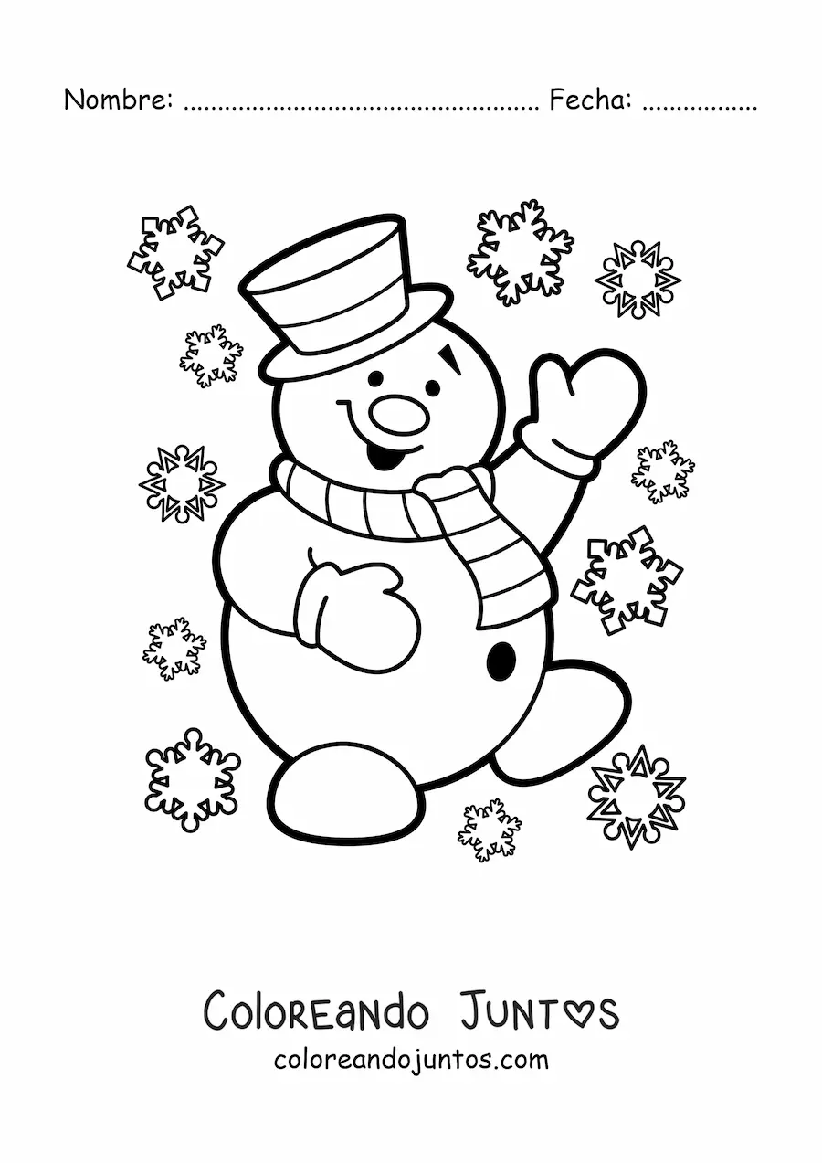 Imagen para colorear de muñeco de nieve animado