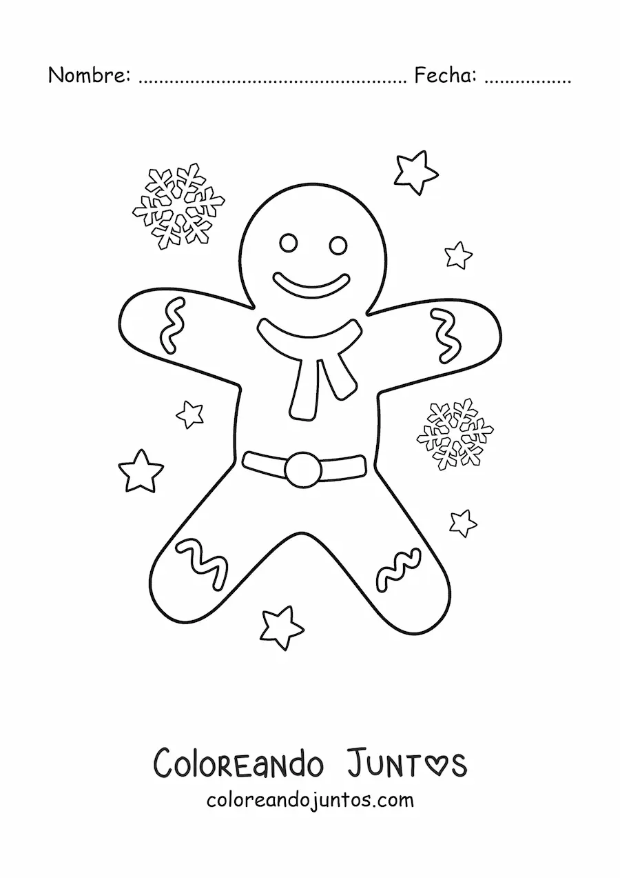 Imagen para colorear de hombre de jengibre grande con bufanda