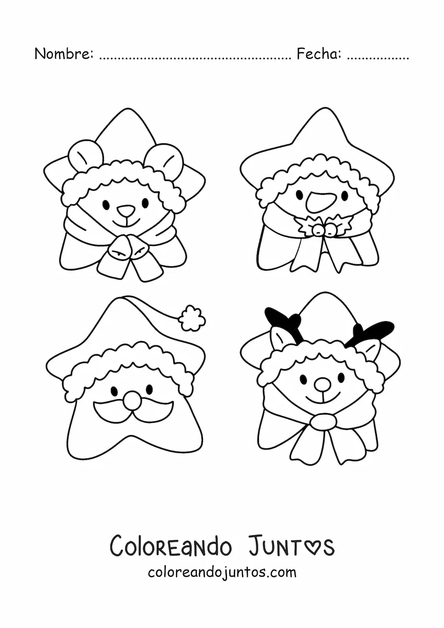 Imagen para colorear de galletas de personajes de Navidad