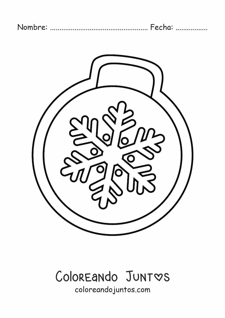 Imagen para colorear de galleta con forma de bola de Navidad