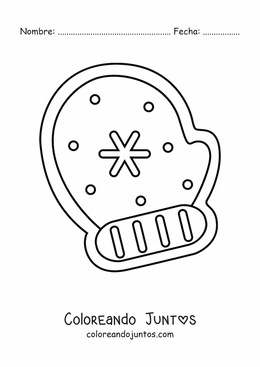 Imagen para colorear de galleta con forma de guante de Navidad